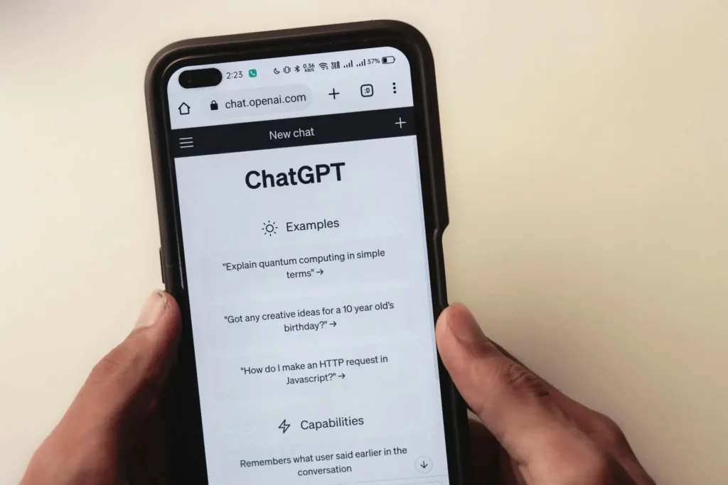 on voit un téléphone avec chat gpt